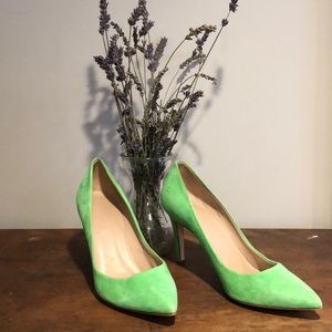 J. Crew Everly Suede pumps in Vivid Lime